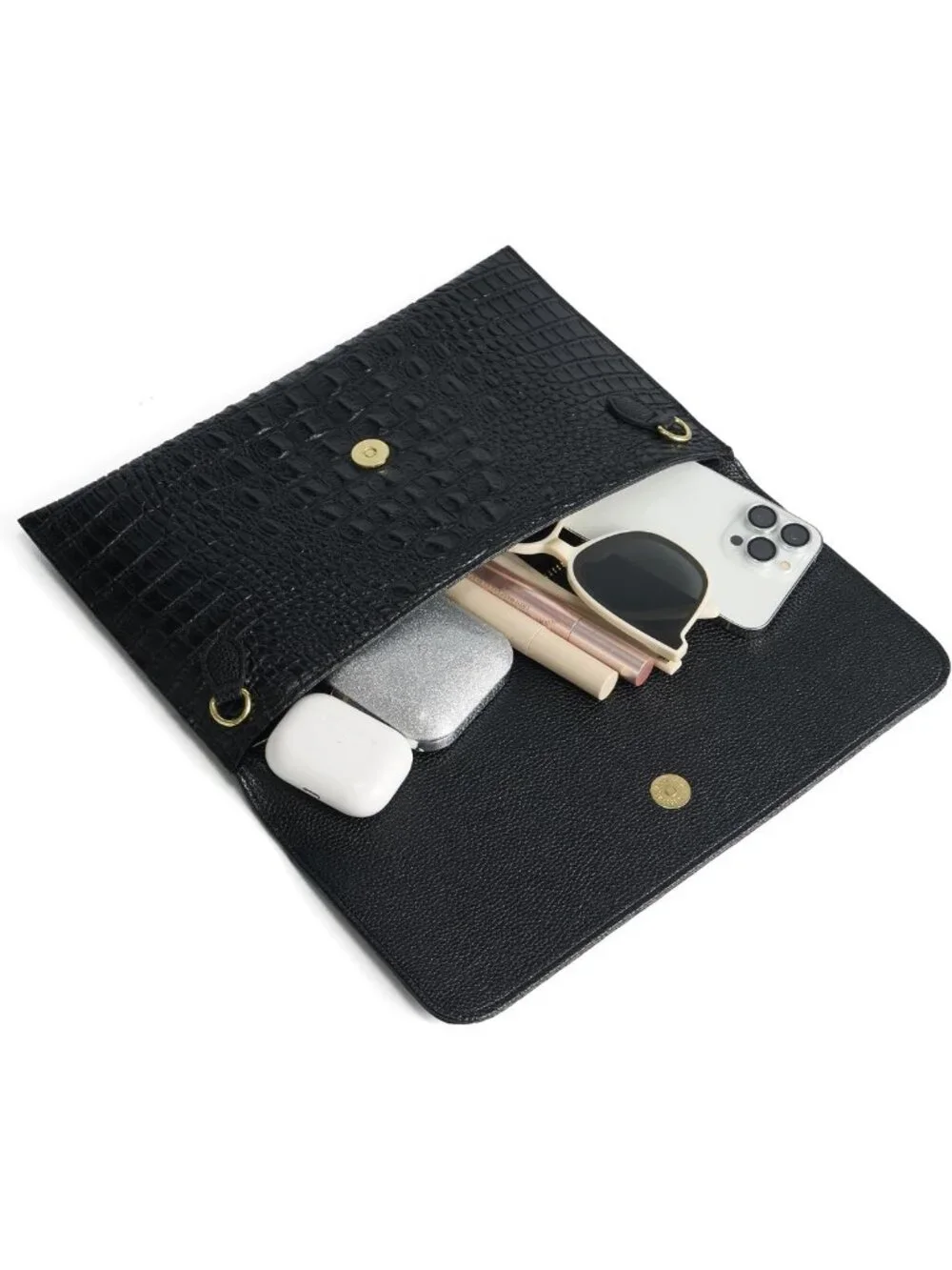 Elegant Crocodile Pattern Evening Clutch Wristlet Wallet for Women - Formal